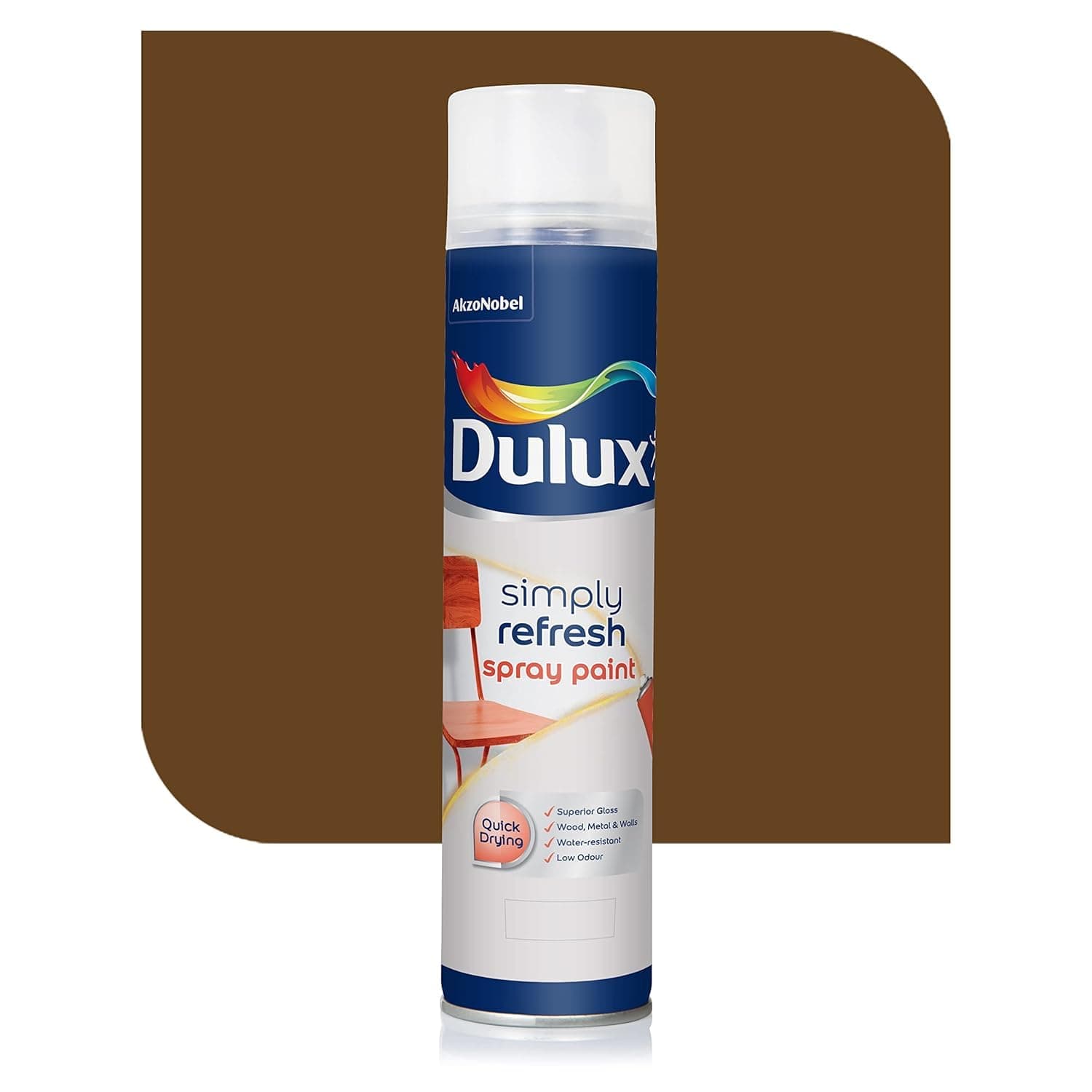 Dulux Simply Refresh Spray Paint | DIY, Quick Drying Gloss Finish for Metal, Wooden Furniture, Plastic, Walls, Cars & Bikes – 400ML (Dark_Brown)