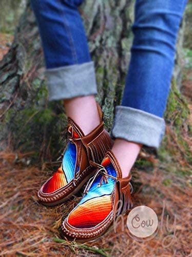 Hand Stitched Leather Serape Moccasin Boots