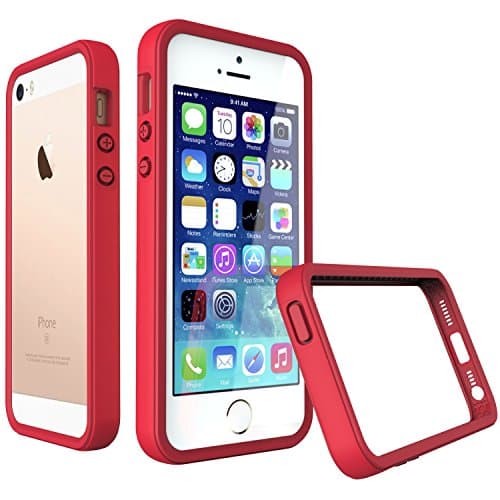 iPhone SE Case, RhinoShield [CrashGuard] 11 ft Shock Absorption Ultra Thin Bumper Frame with & FREE Back Transparent Skin. Slim Heavy Duty Protection. Also for iPhone 5 / 5s - Red