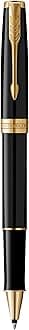 Sonnet Rollerball Pen, Black Lacquer with Gold Trim, Fine Point Black Ink