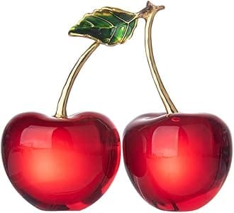 Crystal Cherry Figurine Glass Fruit Status Paperweight Home Decor Ornaments Tabletop Centerpiece