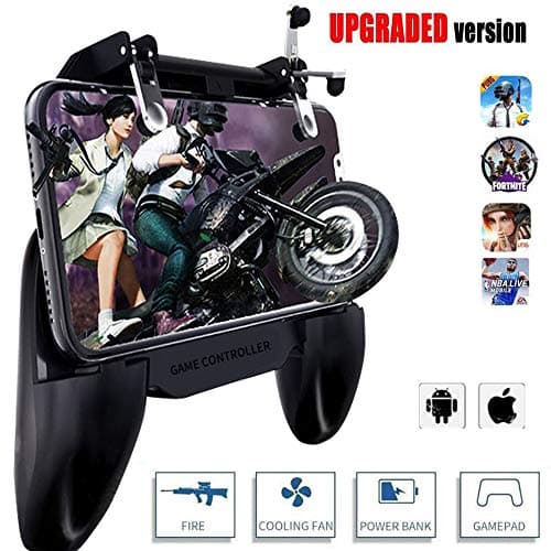 Mobile Game Controller,4-in-1 Power Bank Cooling Fan,Mobile Gaming Trigger for PUBG/Fortnite/Rules of Survival Gaming Joysticks,Android iOS Phone Game Shoot and Aim,Upgrade Mobile Game Controller