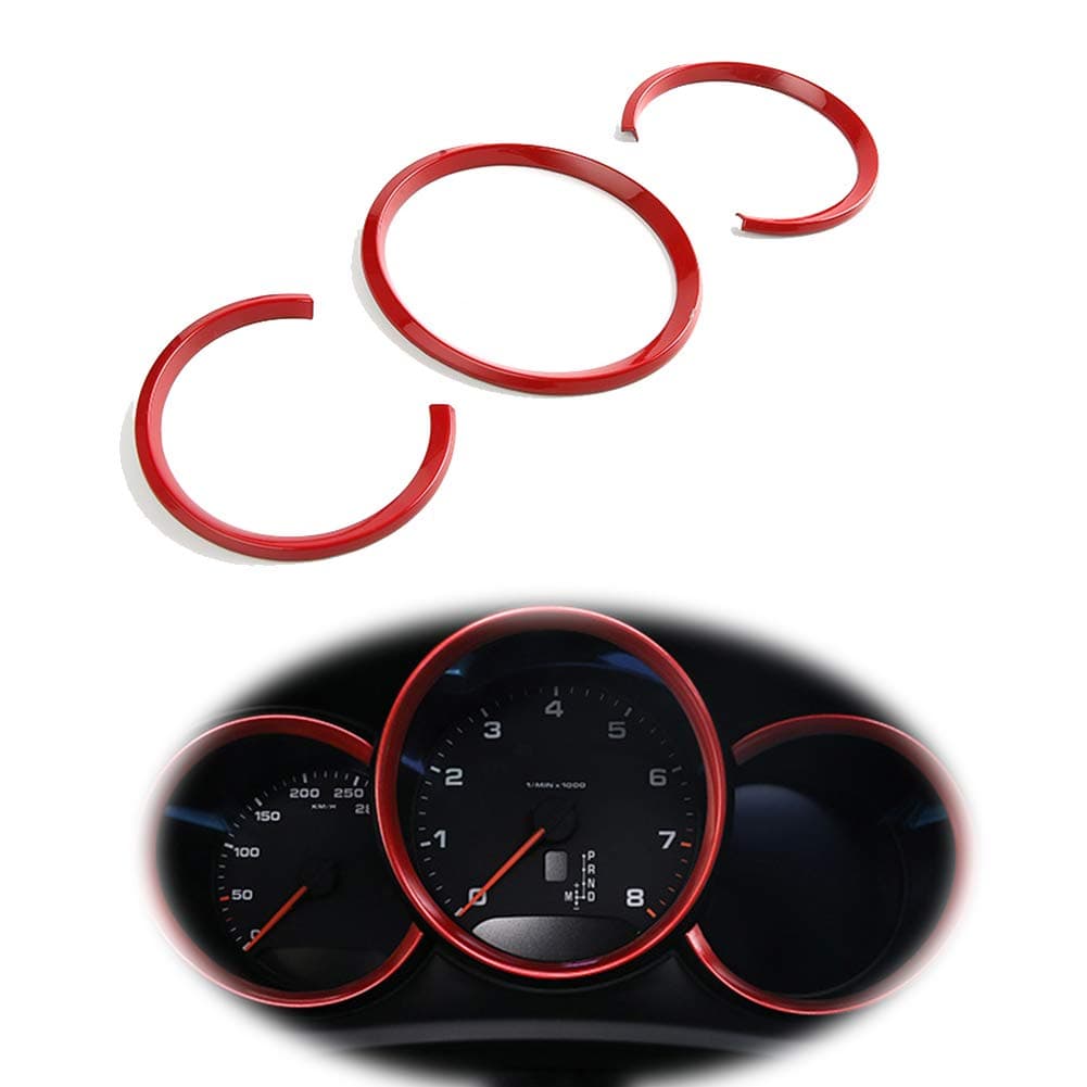 3 Pcs Red Dashboard Edge Decoration Trim Ring for 2014-up Porsche Macan