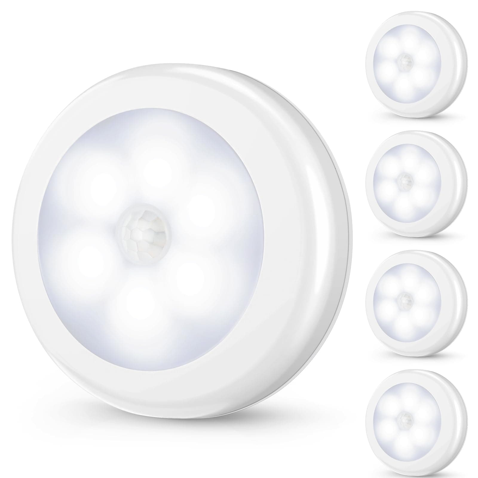 Mlambert 4 Pack Motion Sensor LED Night Light, Cordless Battery-Powered Stick-on Magnet Closet Lights, Safe Lights for Stairs, Cabinet, Cool White