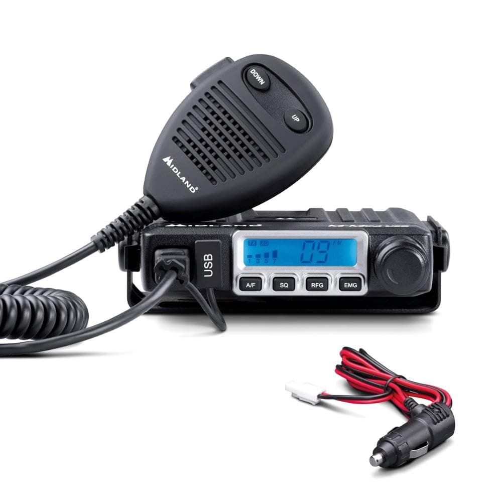 CB Radio M-MINI USB Licence-Free, Multi-Band EU, 40 AM/FM Channels, Professional 2-Way Radio Transceiver with LCD Display and S-Meter, 2 Squelch Modes, Fast USB Charging, External Speaker