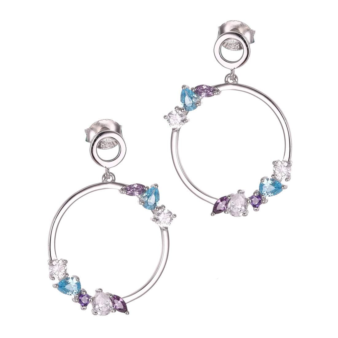 SA SILVERAGE 925 Sterling Silver Crystal Earrings Big Large CZ Hoop Earrings for Women