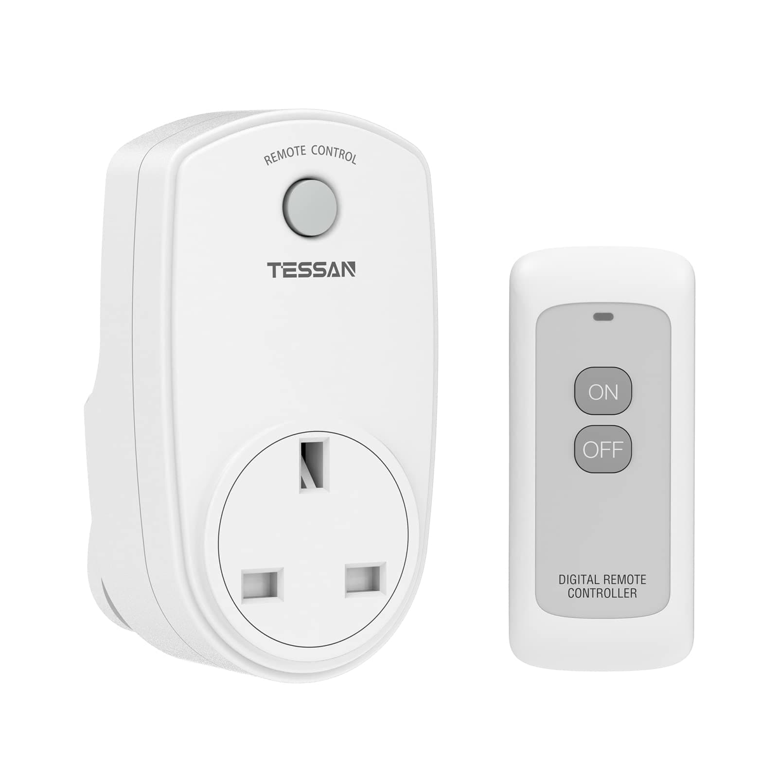 TESSAN Remote Control Plug Socket UK, Remote Control Socket with 30m Operating Range, Wireless Light Switch ork for Household Appliances