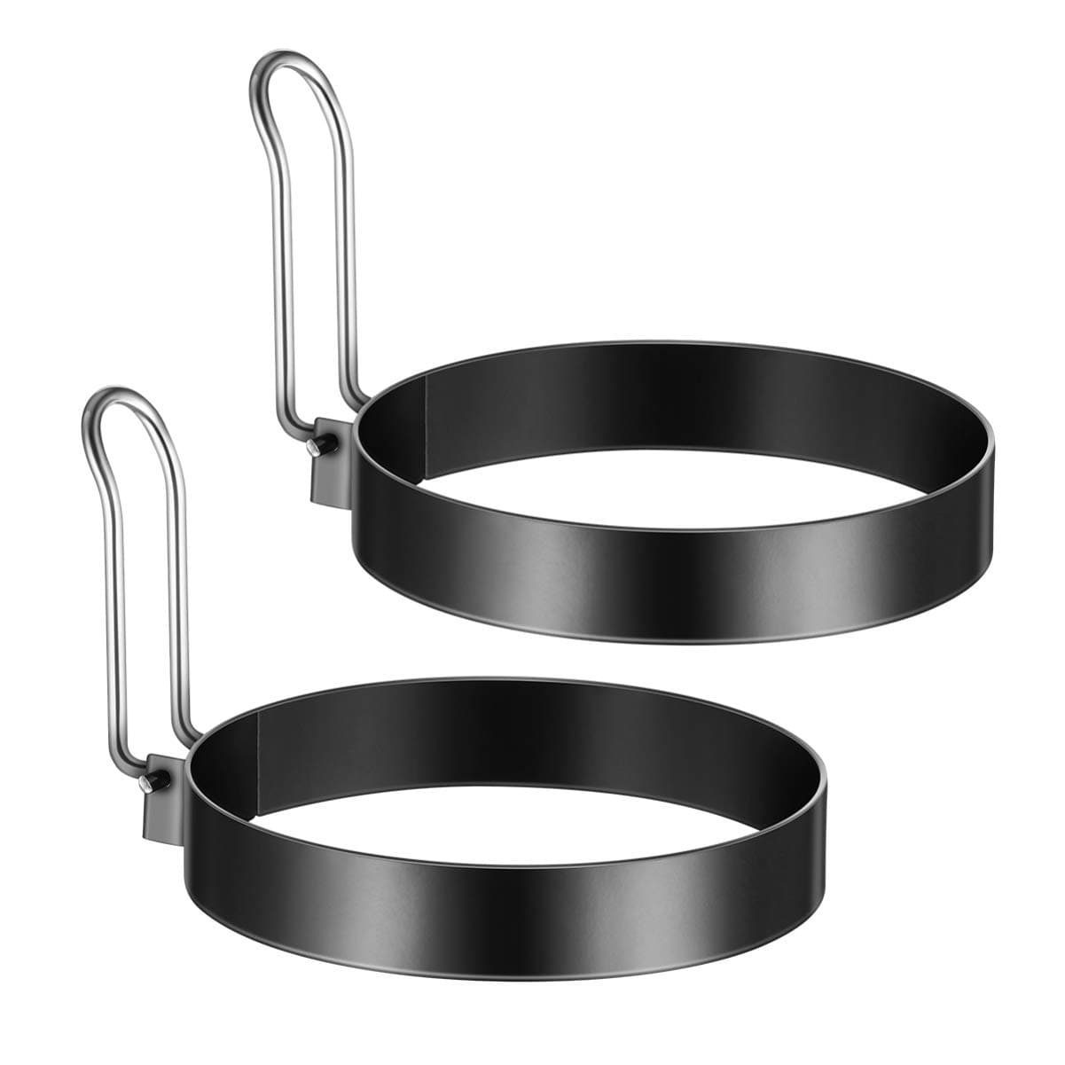 BESTonZON Egg Ring, 2Pack Stainless Steel Egg Ring With Non Stick Metal Shaper Circles for Fried Egg Sandwiches, Egg Maker