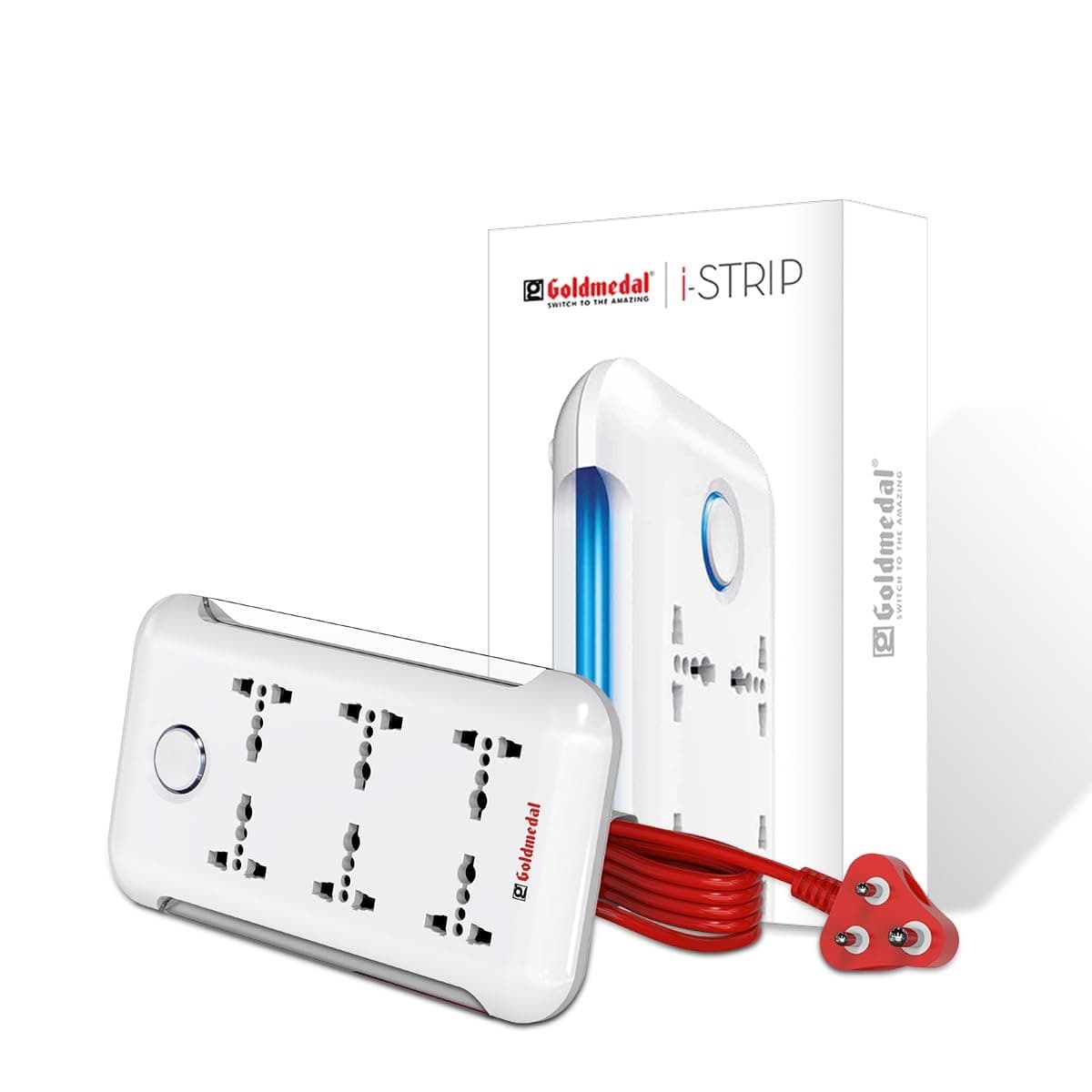 i-Strip High-Grade Extension Board | 6 Universal Sockets | 2-Meter Extension Cord with Surge Protector | Master Switch & LED Indicator | Multi Plug Socket for Home & Office | (White)