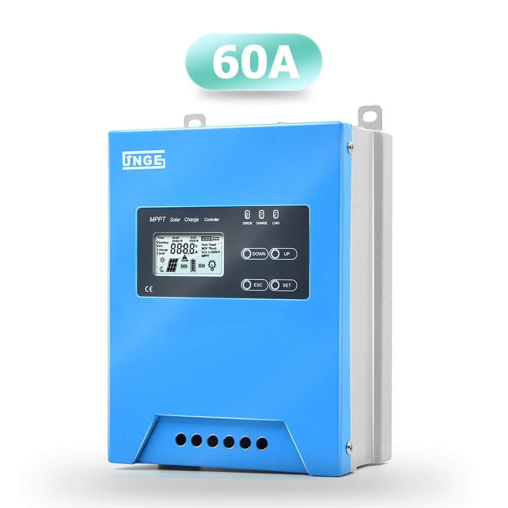 MPPT 60A Solar Charge Controller 12V/24V/48V Intelligent Identification Buck Solar Charge Controller Solar Panel Battery Regulator with LCD Display Temp Sensor RS485 Interface - 60A