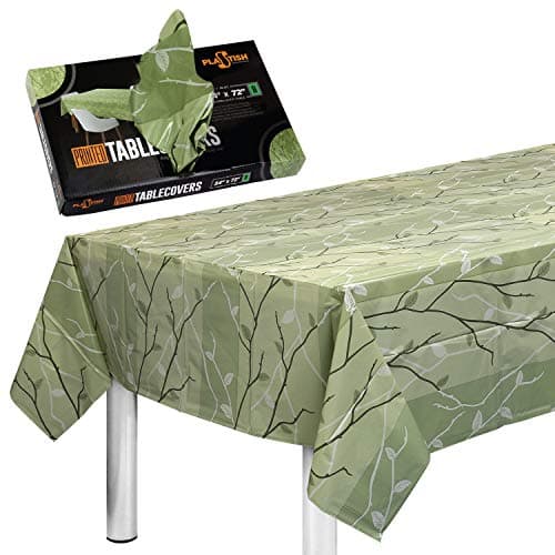 Disposable Plastic Tablecloths Fully Printed -  Size 54 X 72 Inches - 20 Table Covers - for a 5 Foot Rectangle Picnic Party Table