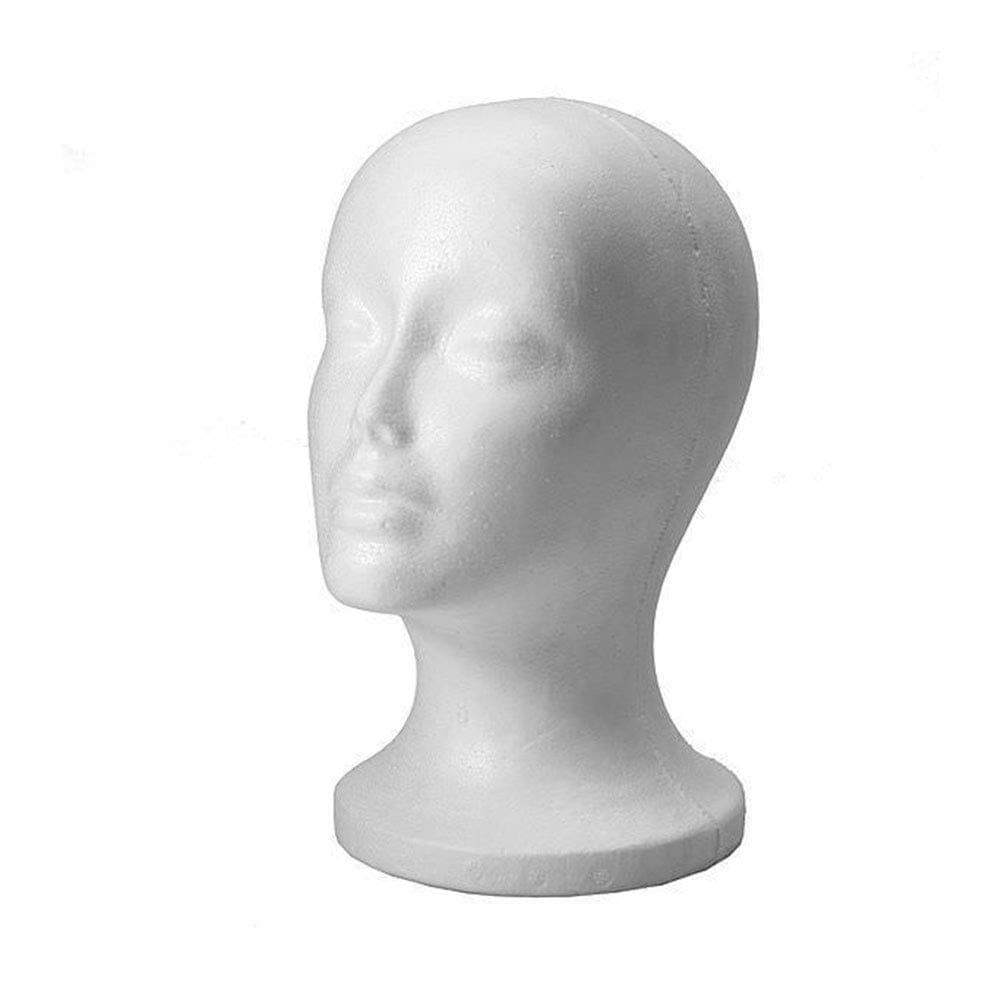 POLYSTYRENE WHITE FEMALE DISPLAY HEAD MANNEQUIN FOR WIG