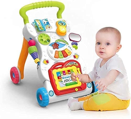 MAPPLE CREATION Anti-Rollover Baby Push Walker Walker with Adjustable Speed ​​3 in 1 Baby Walker Activity Center 6-7-18 Months 1 Year Old, Sit-to-Stand Learning Walker