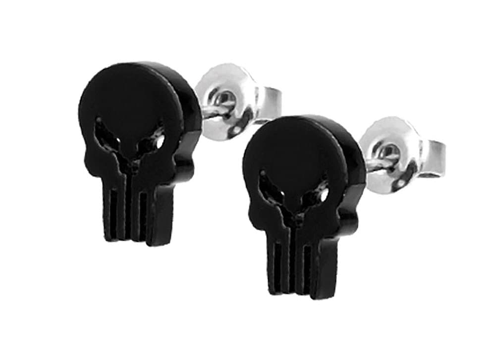 Comics The Punisher Skull Stud Earrings 316L 18G
