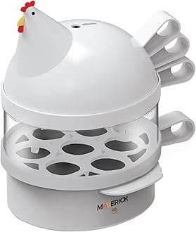 Maverick SEC-14 HENRIETTA HEN EGG COOKER | 14 Egg Capacity Electric Egg Maker for Hard, Soft & Poached Eggs | Fun Retro Hen Design, Dishwasher Safe - White