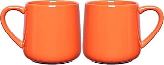 Glossy Ceramic Coffee Mugs Set of 2, Tea Cup for Office and Home, 18 oz, Suitable for Dishwasher and Microwave(Orange, 2)
