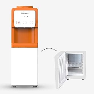 BonKaso Hot, Cold and Normal Water Dispenser with Refrigerator Orange/White, 5L
