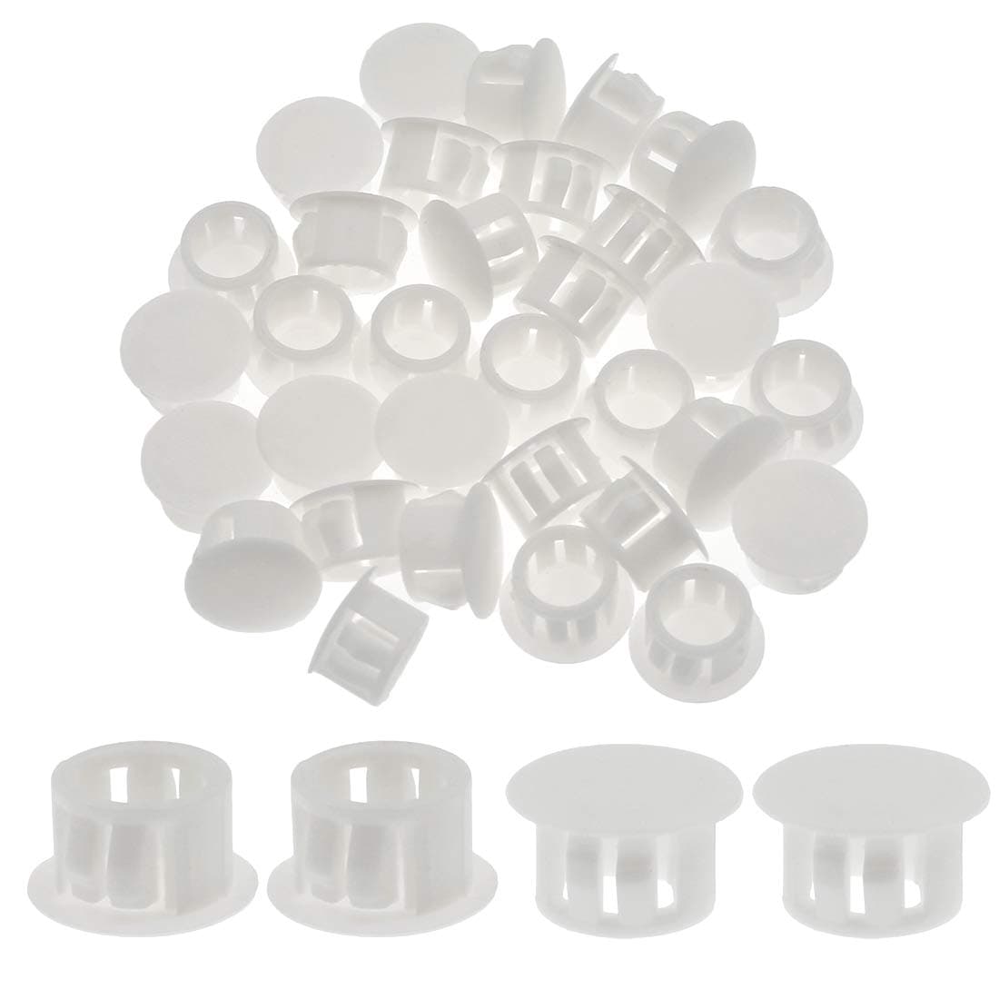 30PCS 13mm (1/2") White Hole Plugs Plastic Flush Type Hole Plugs Snap in Locking Hole Tube, Furniture Fencing Post Pipe Insert End Caps (White)