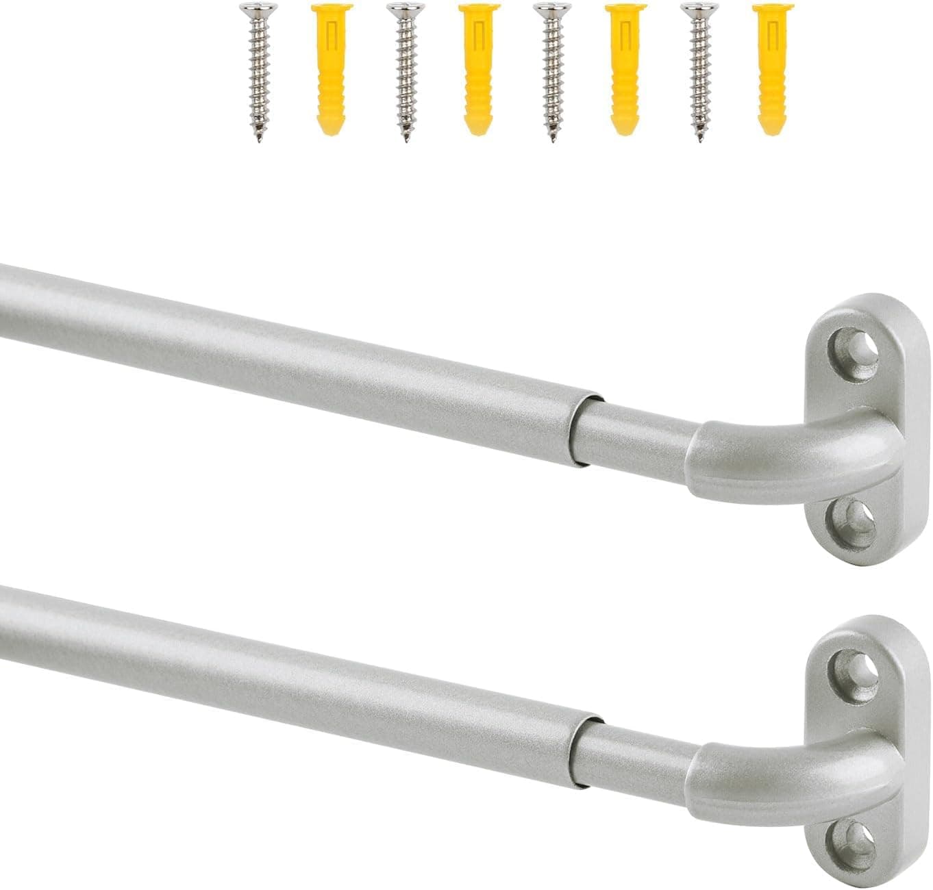 TYRON 2 Pack Screwed Sash Curtain Rod Adjustable 9-12 Inch, 3/8 In. Diameter, Mini Sidelight Window Rod (Nickel)