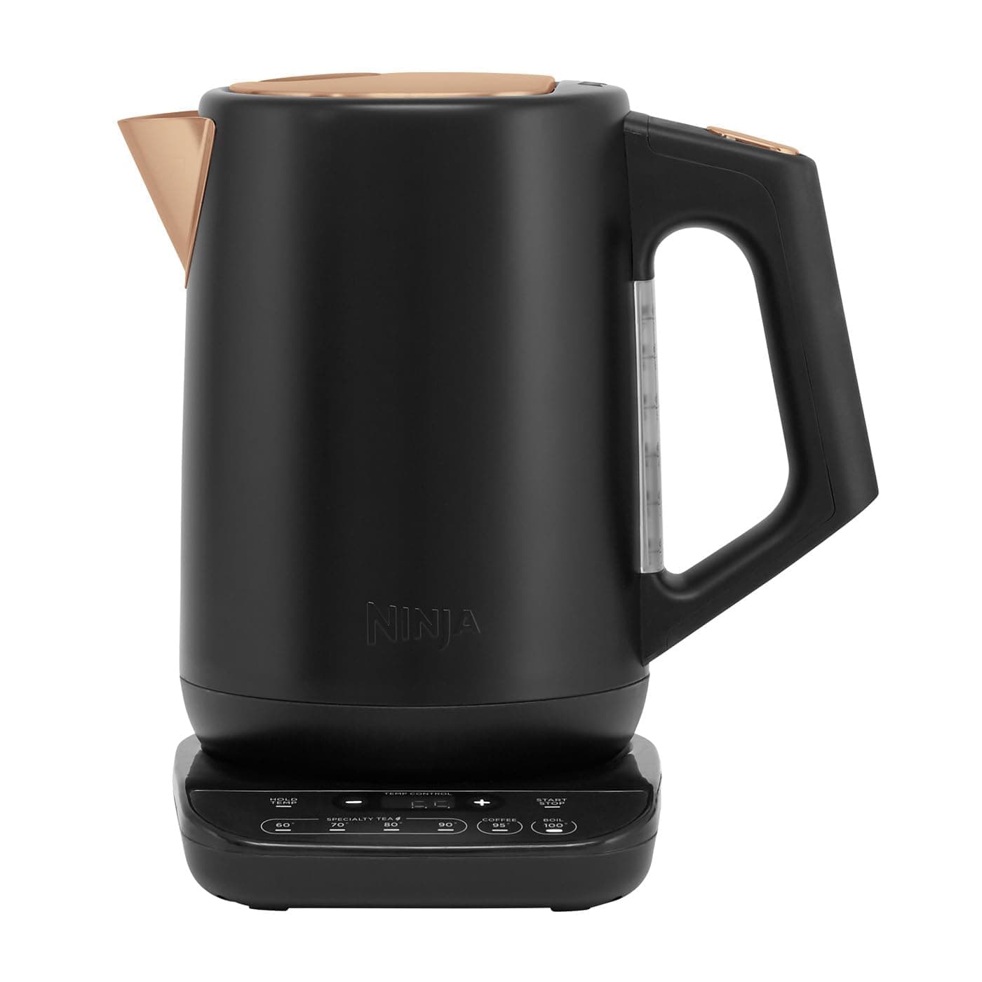 Perfect 1.7L Temperature Kettle with Temperature Control, LED Display, Easy to Use Kettle with Fast Boil and Temperature Retention, Black and Copper, KT200UKCP