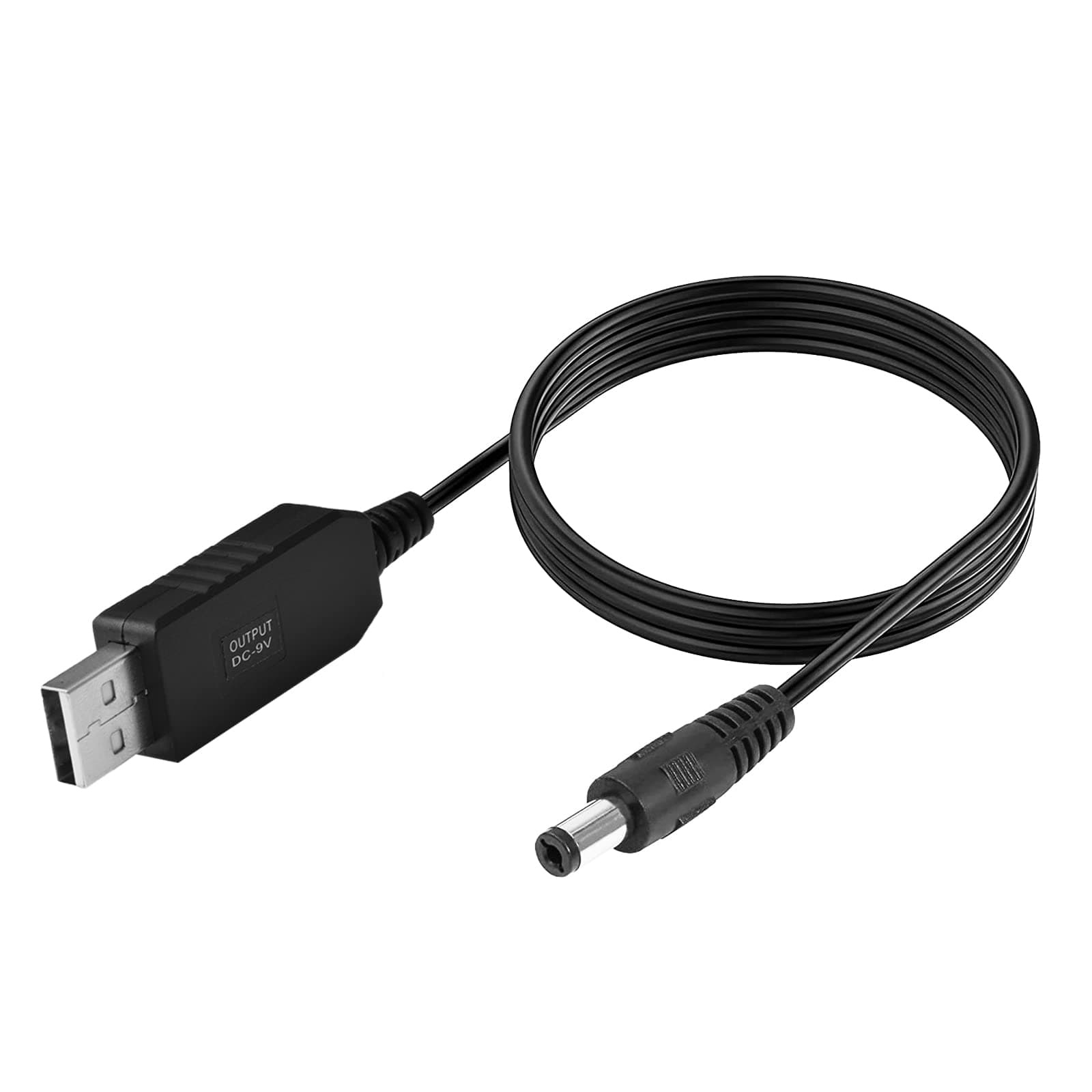 USB to 9V Adapter - DC 5V to DC 9V Step Up Cable Cord with DC Jack 5.5 x 2.1mm for Fan, Table Lamp, Piano Keyboard, Bluetooth Audio, Wireless Router, Speakers & More(4.9ft) DC-5V-to-9V