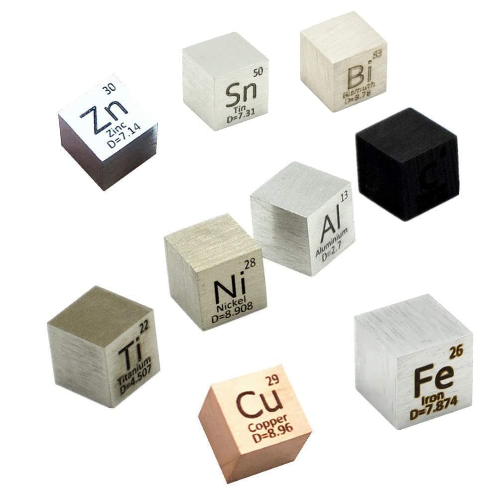9 Pcs Element Cube Set 10Mm Density Cubes Up To 99.99% Purity Daily Metal Cubest Titanium Carbon Lead Nickel Iron Copper Zinc Aluminium Tin