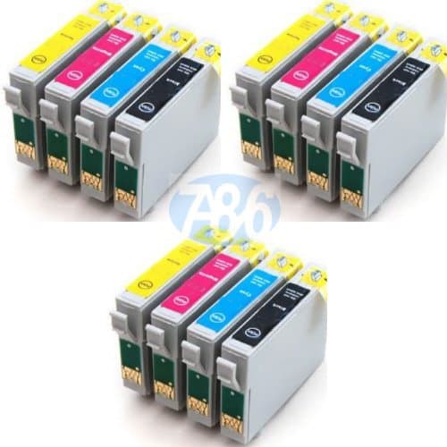 3 Full Sets : 12 High Capacity Compatible Ink Cartridges Multipack T0445 - T0441 T0442 T0443 T0444 for Epson Stylus C64 C66 C84 C86 CX3600 CX3650 CX4600 CX6400 CX6600 Printers