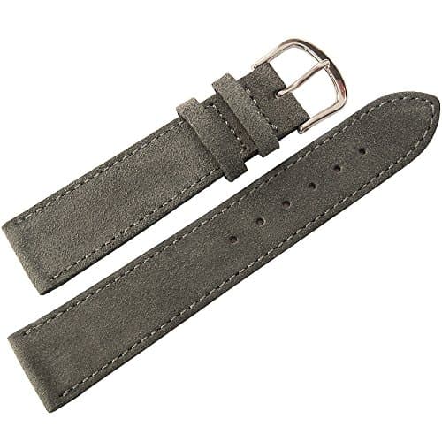 Short 20mm Dark Grey Suede Leather Watch Strap