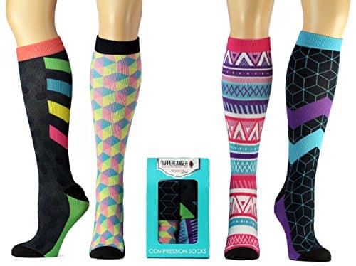 Women Compression Socks Nurses Best for Varicose Running Compression Socks Diabetic + Travel Compression Socks Crossfit + Shin Splint Graduated 15-20 mmGH L/XL Size 8-12 Fun Colorful