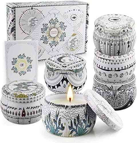 Scented Candles Set Gift for Her 6 Pack 4.4 Oz Natural Soy Wax Candles in Tarot Tin with Essential Oil for Home Fragrance Aromatherapy Gifts for Women Mum Friends Birthday Mother's Day Gift