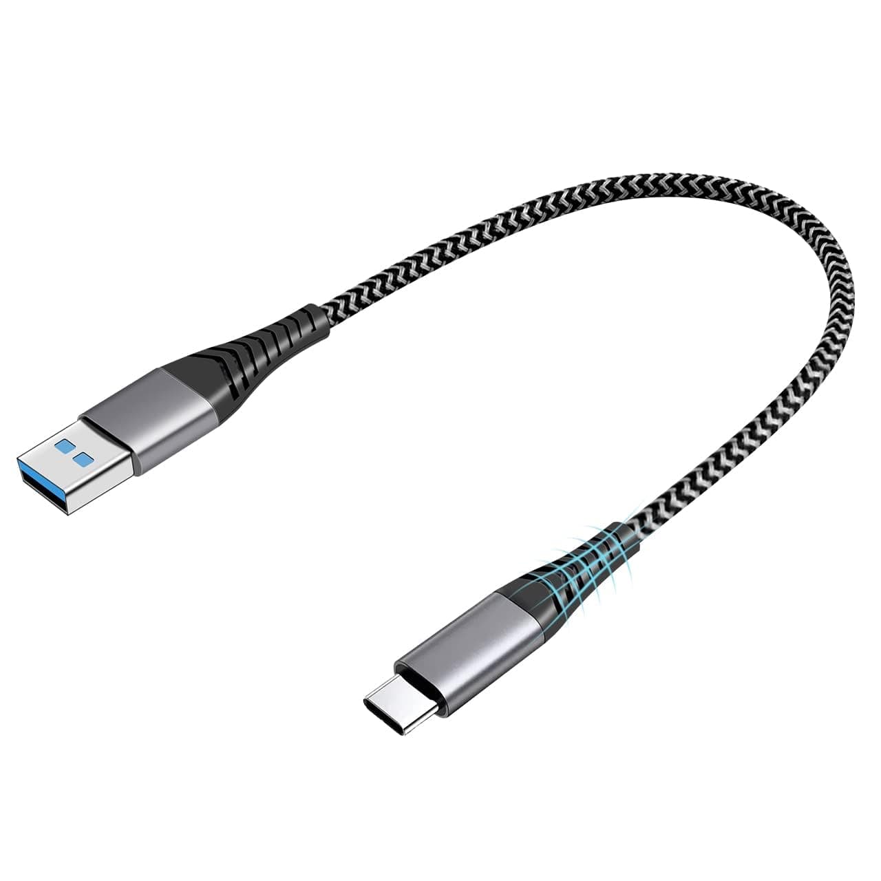15cm Short USB C Cable A to Type C 3A Fast Charger Nylon Braided Cord Support Android Auto for Power Bank, for iPhone 17/16/15 Pro Max/Pro/Plus, for Samsung Galaxy S25/S24/S23 A55 Fold 6