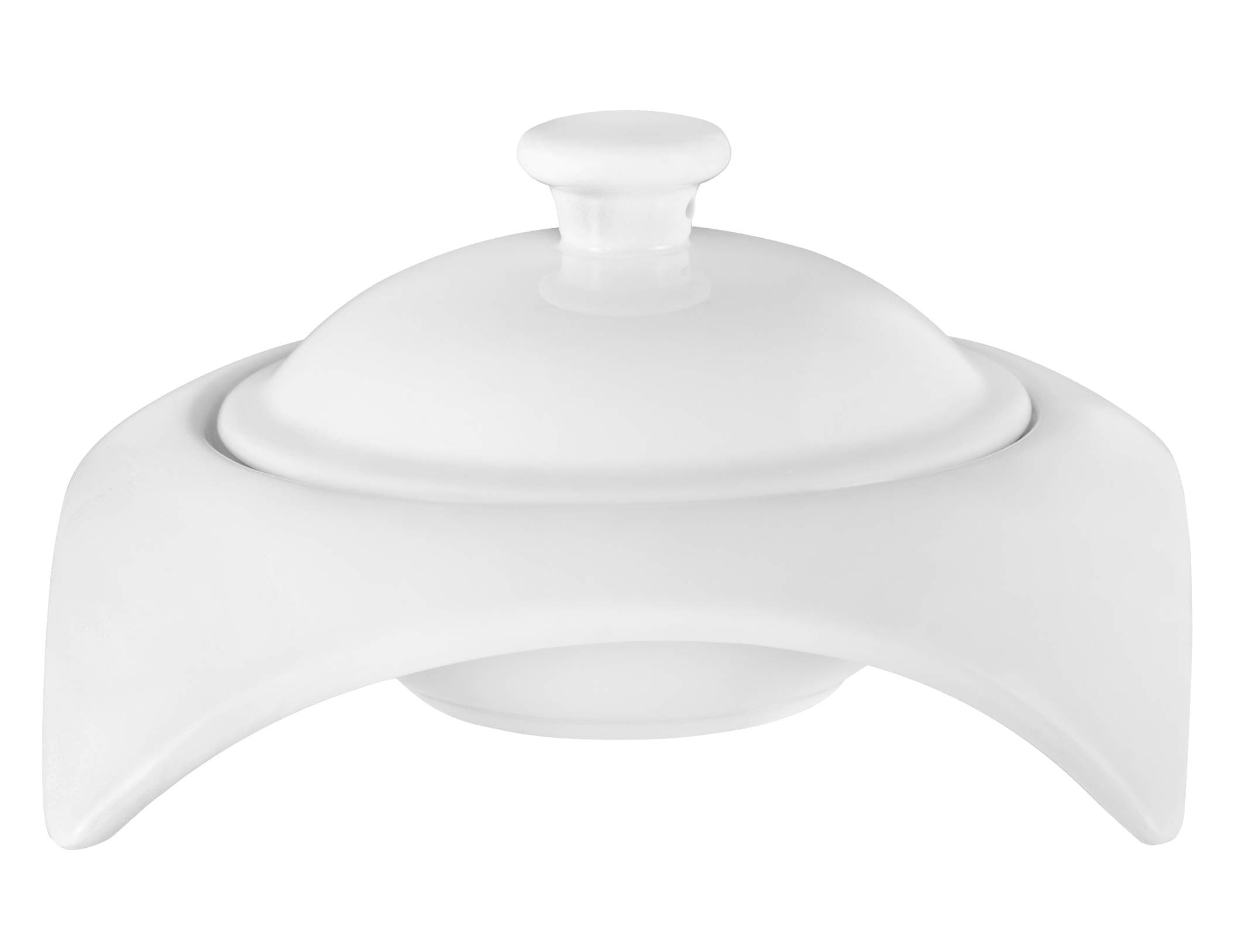 Modern Square White Porcelain Unique Dinnerware-set of 4-by Little White Dish-microwave dishwasher safe (Soup Plate w/lid)