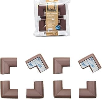 Roving Cove® 8-Piece 'Safe Corner® Cushion' - COFFEE; Premium Childproofing Corner Guard; PRE-TAPED CORNERS; Child Safety Furniture Bumper