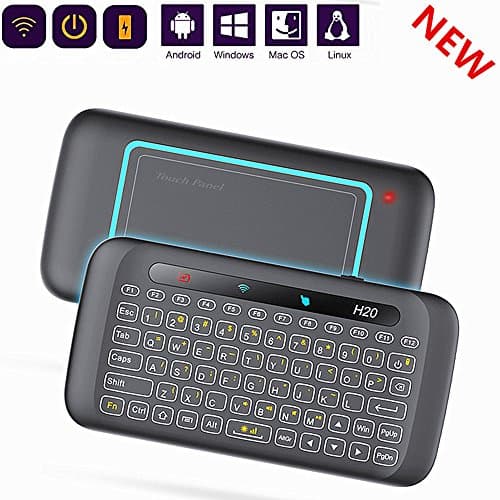 Colorful backlit Mini Wireless Keyboard H20 with Touchpad Mouse Combo,7 Color Adjust Auto-rotation of Touch Panel handheld Remote Control,Li-ion Battery Air Remote Mouse for PC,Android Tv Box,HTPC.IPT