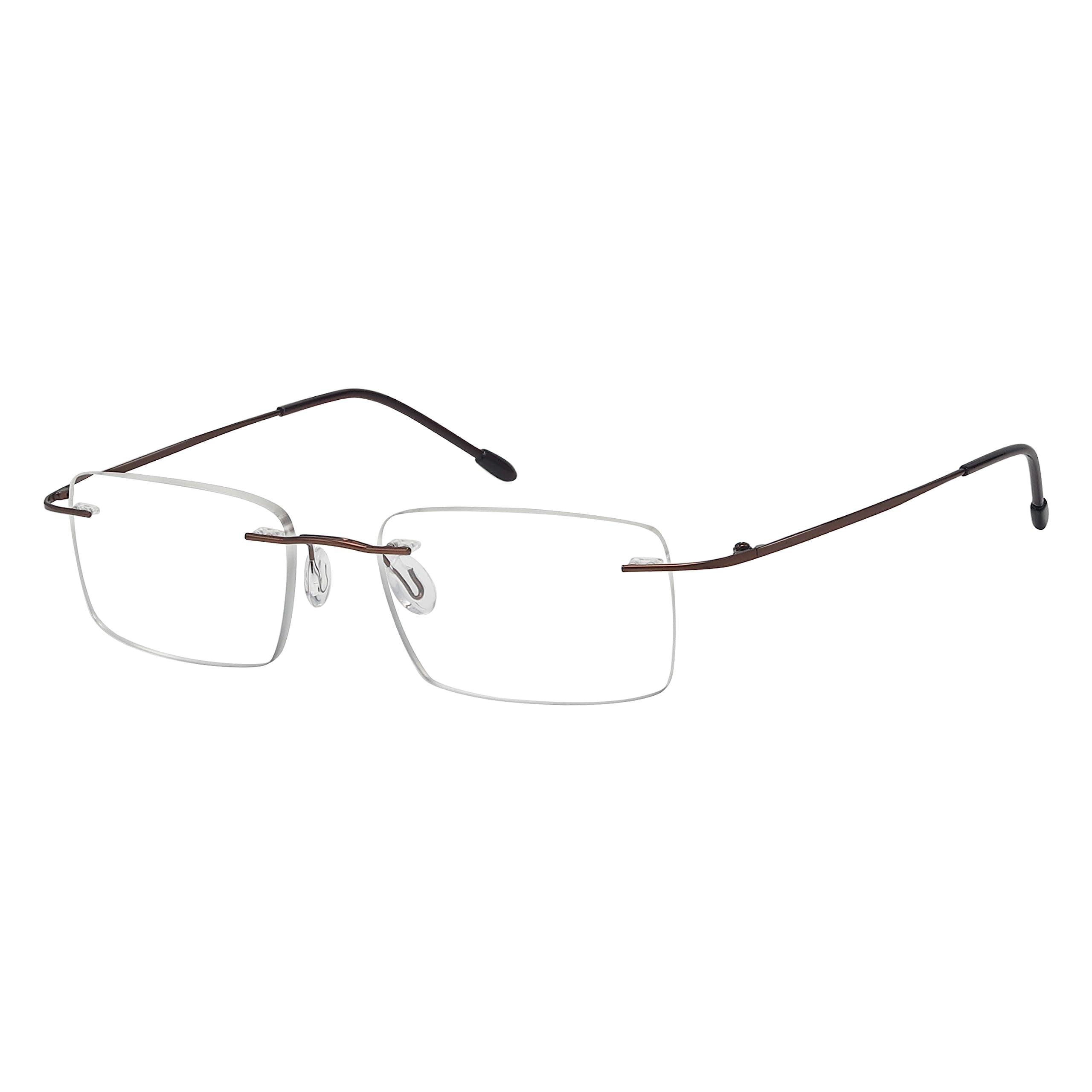 Eyekepper Frameless Reading Glasses for Men Reading - Rectangle Rimless Reader Eyeglasses Brown +1.50