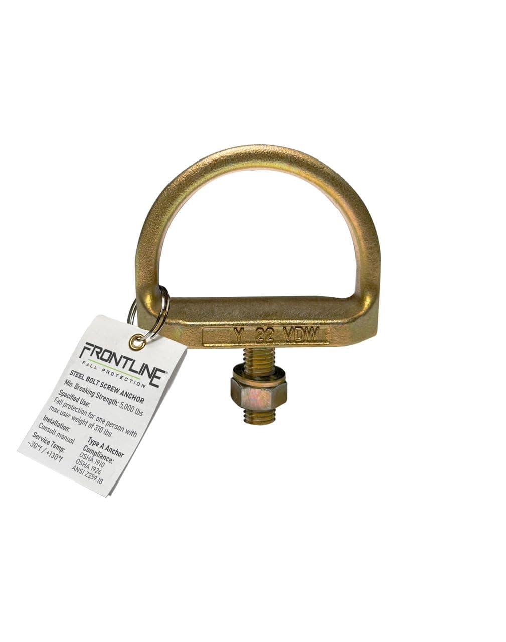 Frontline STB01 Steel Bolt Threaded Anchor | Can be Installed in Most Structural Steel substrates | Tested for Multi-Direction Loading | Anchor is Reusable | Meets or exceeds ANSI & OSHA.