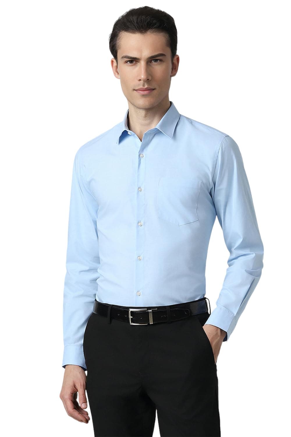 Peter England Men's Everyday Solid Slim Fit Full Sleeve Formal Shirt | Cotton-Rich