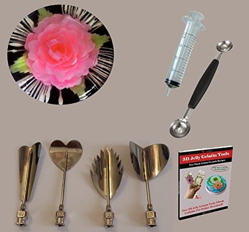 (4pcs/Set12) Gelatin Art Tools, 3D Jelly Cake Tools Plus 1 Syringe 20cc, 1 Scoop