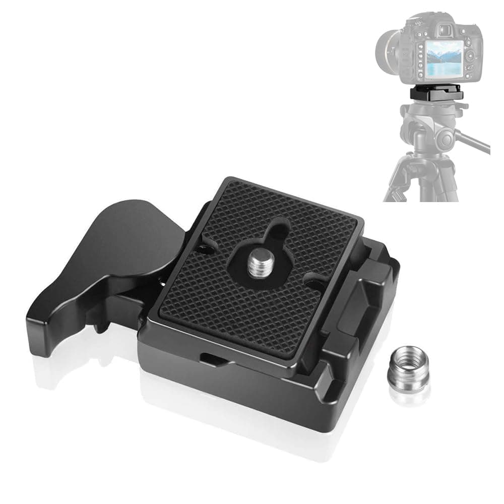 UTEBIT 323 RC2 Tripod Quick Release Plate, Metal Rapid Connect Adapter with 1/4" and 3/8" Camera Screw Tripod Mount Plate for Manfrotto 200pl-14 Rc2 Camera Tripod Head (Black