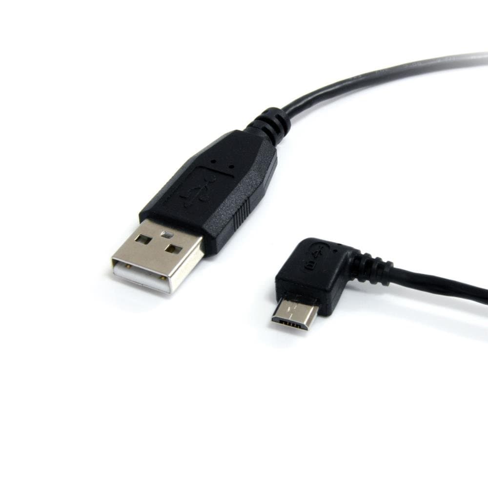 StarTech.com Micro USB Converter Cable, Micro USB Left Angled Right Angle Cable, USB A, Male to USB, Micro-B Male to USB2.0 Compatible, UUSBHAUB3LA
