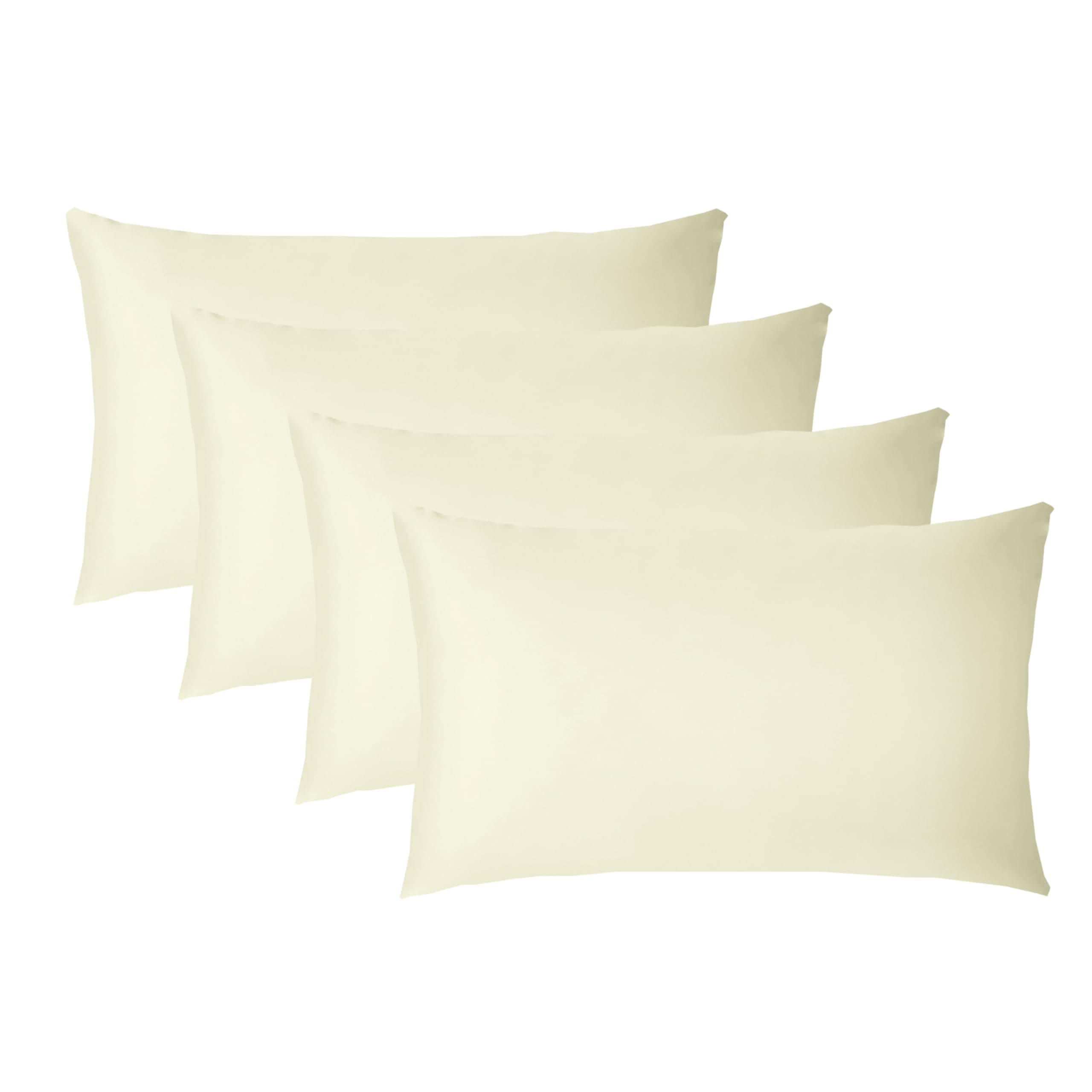 BRIT COTTON Pillow Cases 4 Pack 100% Poly Cotton Pillowcases UK Size 50X75 cm Pillow Covers Breathable Fabric Hotel Quality Housewife Pillow Cases Fade, Wrinkle and Stain Resistant (50cmX75cm, CREAM)