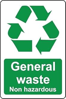 Non hazardous general waste safety sign - Self adhesive sticker (300mm x 200mm)