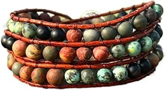Natural Stone Wrap Bracelet for Women Boho Bracelets Healing Crystal Beaded Bracelet Adjustable 3/5 Wraps Bracelet Handmade Birthday Gifts for Women