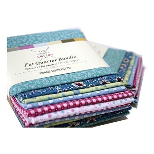 The Craft Cotton Pastel Patchwork Jade-Fat Quarter Fabric Bundle. 6 Pieces of 18 x 22, cotton, Multi-coloured, 56 x 46 centimeters