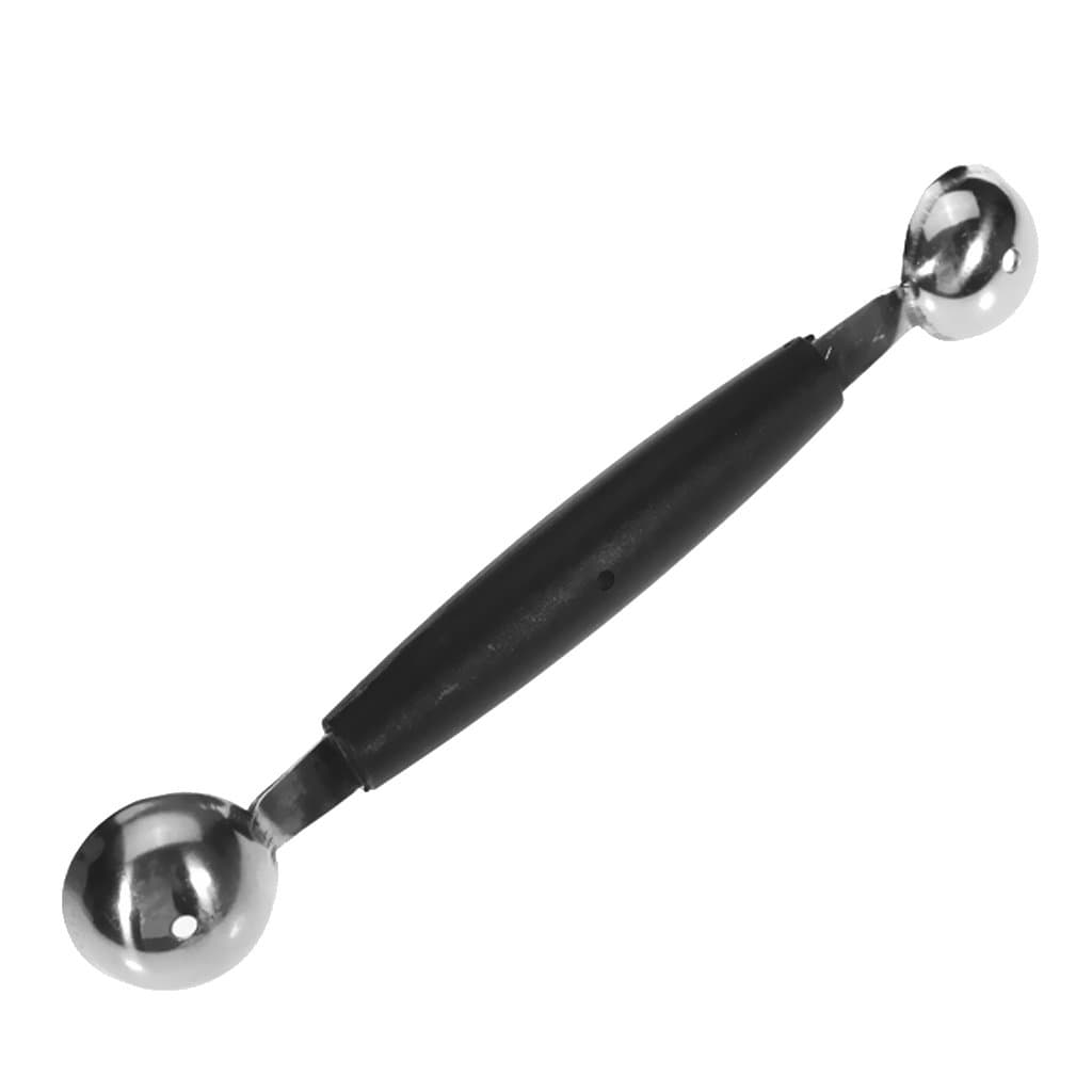 Double-End Melon Baller Scoop Fruit Spoon, Silver & Black
