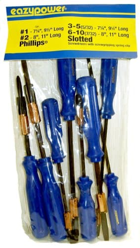 Eazypower 82784 8Piece Spring Clip Screwdrivers Set Includes Slotted & Phillips Tips, (1 Setper Pack)