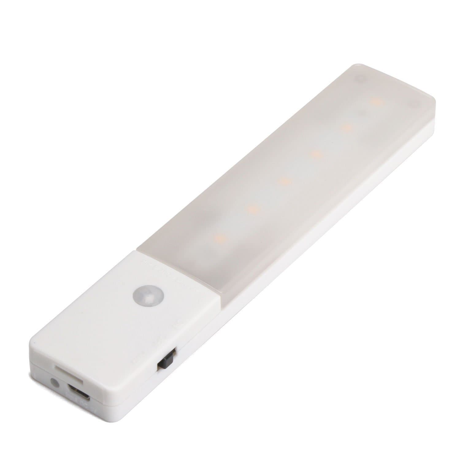 PIR Motion Sensor Closet light, Portable USB Rechargeable Cabinet Light 6 LED Portable Wireless Light Bar Cabinet Kitchen Wardrobe Night Light with Magnetic Strip Stick-on Anywhere