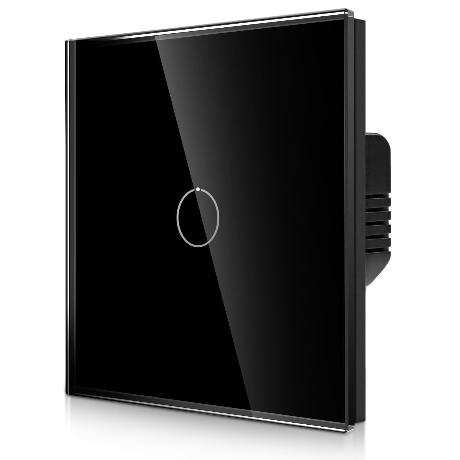 CNBINGO 2-Way Touch Light Switch - 1 Gang Black Wall Switch with Glass Panel and Status LED Backlight - No Neutral Wire Required - Only Pair with this 2-Way Switch Series
