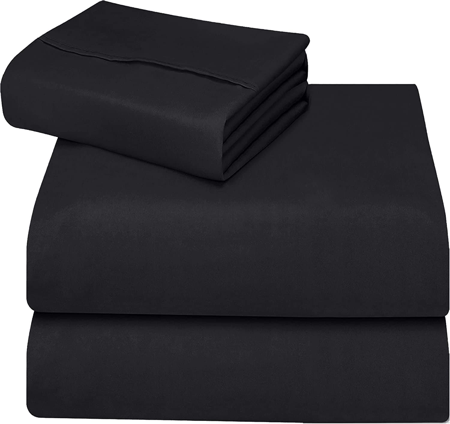 Double Sheet Fitted - Fitted Sheets Double Deep Fit (35 cm) - Soft Brushed Microfibre Fabric black bedding - Shrinkage and Fade Resistant. (Double (135x190cm), Black)
