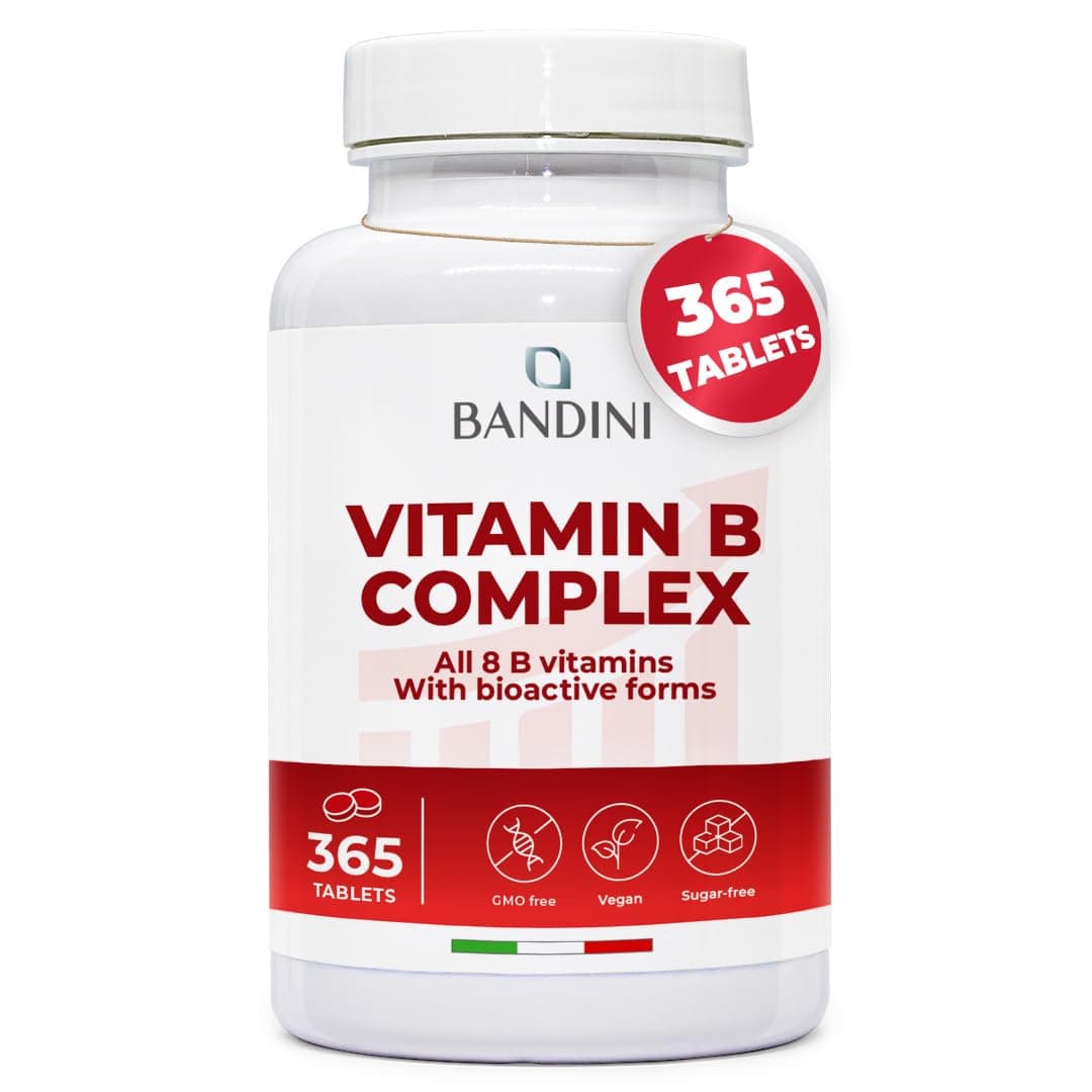 Vitamin B Complex High Strength | 365 Vegan Tablets (1 Year Supply) | Blend of 8 B Vitamins with Folic Acid, Biotin, B1, B2, B3, B5, B6, B12 | Reduces Tiredness & Fatigue | Immune Support